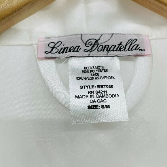 Linea Donatella S/M Lace-Trim Charmeuse Robe FLAW - Picture 6 of 7